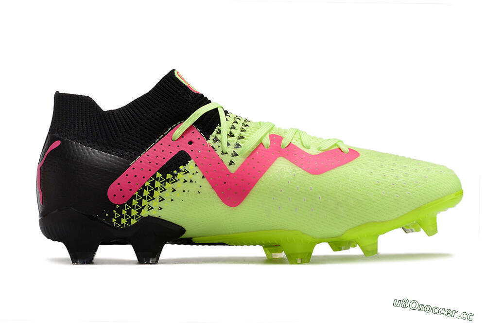 Men's Puma Ultra Ultimate FG Firm Ground Low-Tops Football Boots - Green/Pink/Black 7