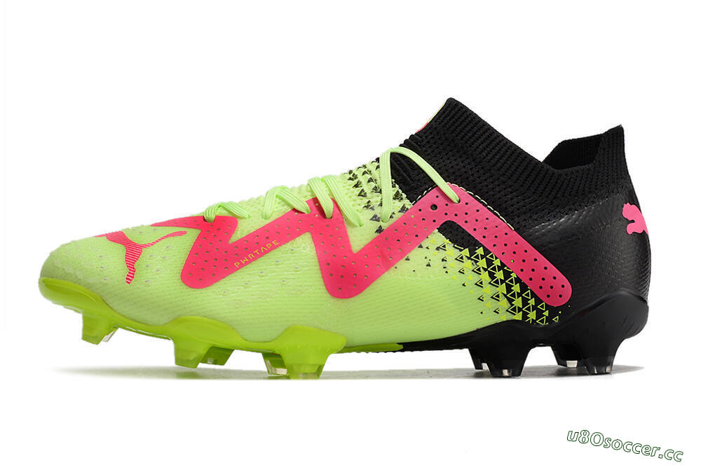 Men's Puma Ultra Ultimate FG Firm Ground Low-Tops Football Boots - Green/Pink/Black 0