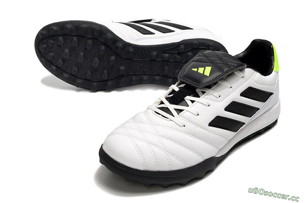 Men's Adidas Copa Gloro TF Artificial Turf Low-Tops Football Shoes - White/Black/Green 3
