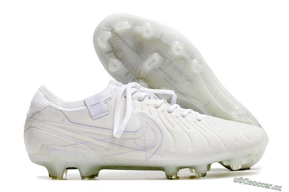 Men's Nike Tiempo Legend 10 Elite FG Firm Ground Low-Tops Football Boots - White/Purple 2