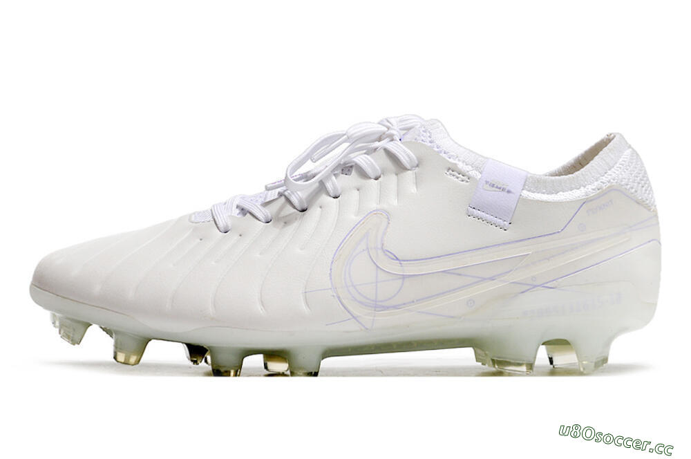 Men's Nike Tiempo Legend 10 Elite FG Firm Ground Low-Tops Football Boots - White/Purple 0