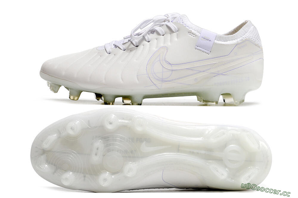 Men's Nike Tiempo Legend 10 Elite FG Firm Ground Low-Tops Football Boots - White/Purple 1