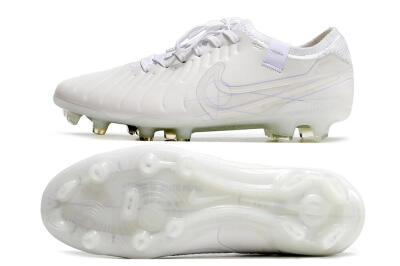 Men's Nike Tiempo Legend 10 Elite FG Firm Ground Low-Tops Football Boots - White/Purple