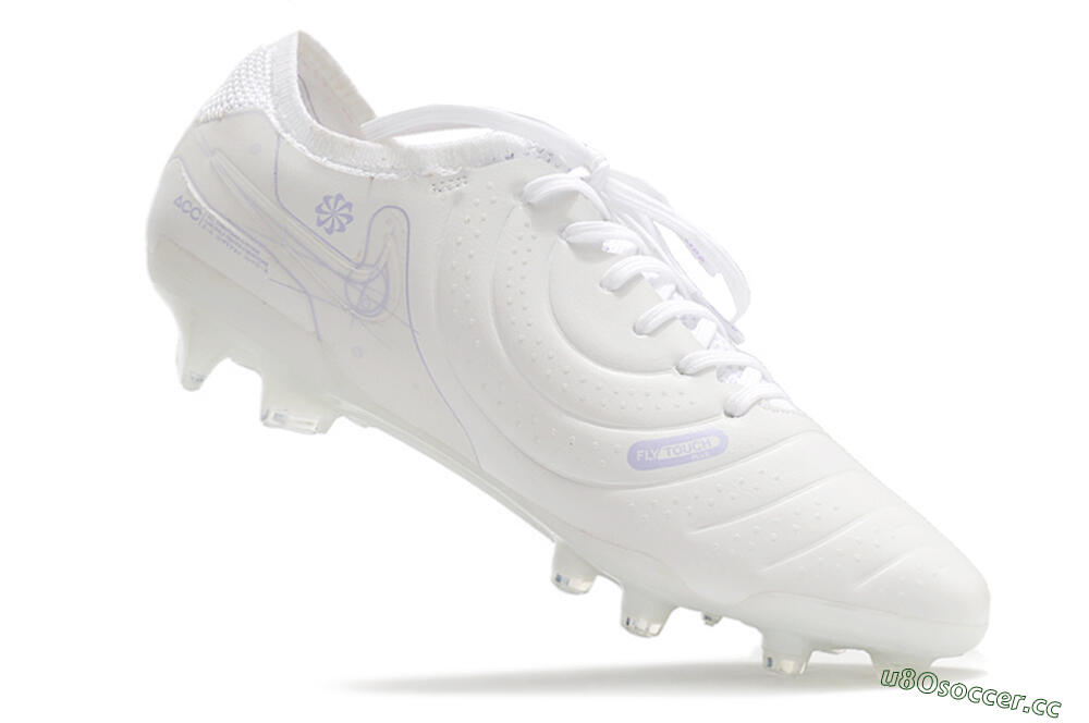Men's Nike Tiempo Legend 10 Elite FG Firm Ground Low-Tops Football Boots - White/Purple 4