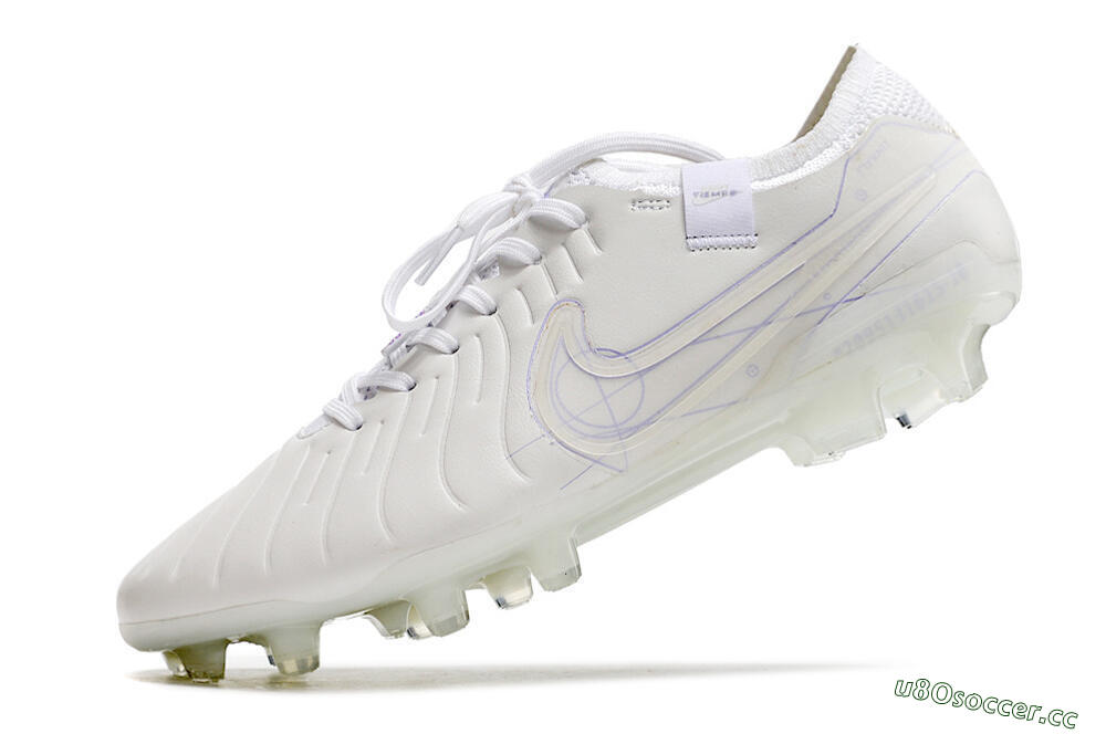 Men's Nike Tiempo Legend 10 Elite FG Firm Ground Low-Tops Football Boots - White/Purple 5