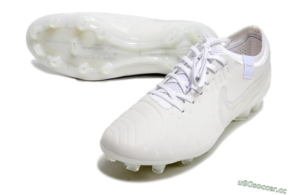 Men's Nike Tiempo Legend 10 Elite FG Firm Ground Low-Tops Football Boots - White/Purple 3