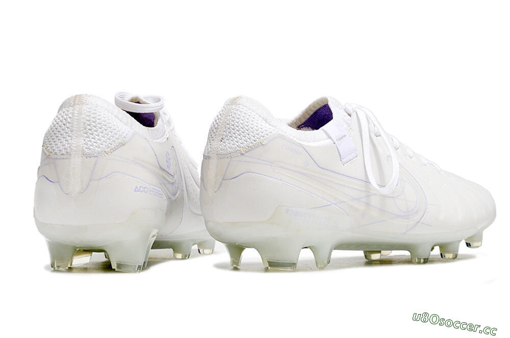 Men's Nike Tiempo Legend 10 Elite FG Firm Ground Low-Tops Football Boots - White/Purple 6