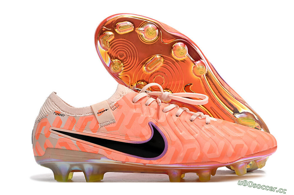 Men's Nike Tiempo Legend 10 Elite FG Firm Ground Low-Tops Football Boots - Pink/Black 2