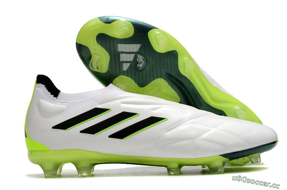 Men's Adidas Copa Pure+ FG Firm Ground Low-Tops Football Boots - White/Black/Green 2