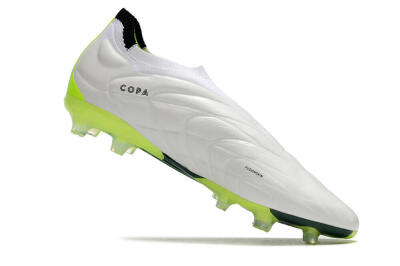 Men's Adidas Copa Pure+ FG Firm Ground Low-Tops Football Boots - White/Black/Green