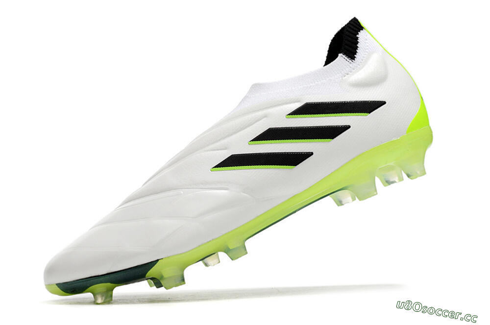 Men's Adidas Copa Pure+ FG Firm Ground Low-Tops Football Boots - White/Black/Green 5