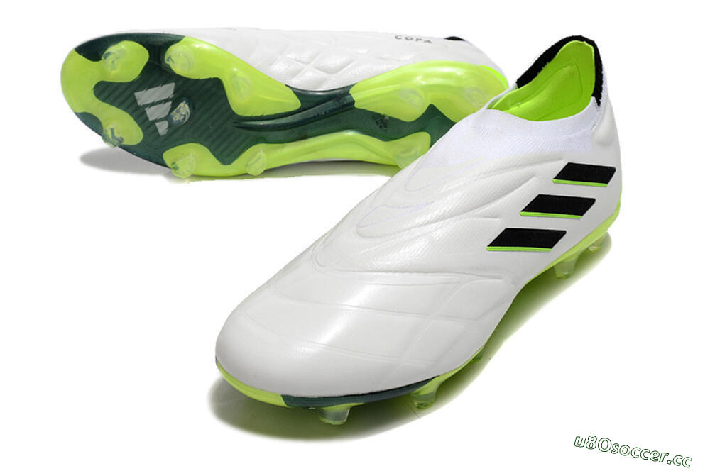 Men's Adidas Copa Pure+ FG Firm Ground Low-Tops Football Boots - White/Black/Green 3