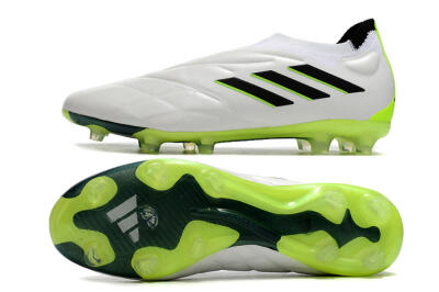Men's Adidas Copa Pure+ FG Firm Ground Low-Tops Football Boots - White/Black/Green