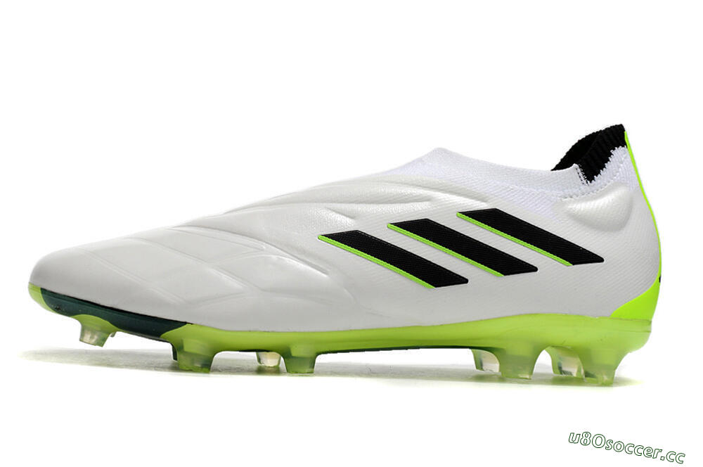 Men's Adidas Copa Pure+ FG Firm Ground Low-Tops Football Boots - White/Black/Green 0