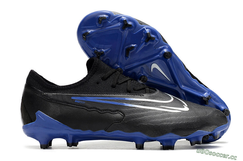 Men's Nike Phantom GX Academy FG Firm Ground Low-Tops Football Boots - Black/White/Blue 2