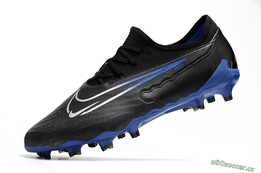 Men's Nike Phantom GX Academy FG Firm Ground Low-Tops Football Boots - Black/White/Blue 5