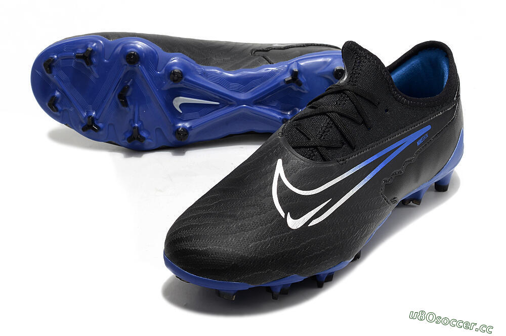 Men's Nike Phantom GX Academy FG Firm Ground Low-Tops Football Boots - Black/White/Blue 3