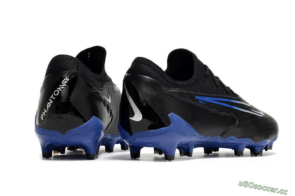 Men's Nike Phantom GX Academy FG Firm Ground Low-Tops Football Boots - Black/White/Blue 6