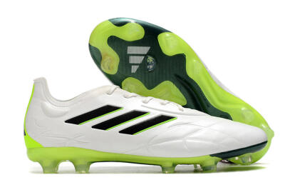Men's Adidas Copa Pure.1 FG Firm Ground Low-Tops Football Boots - White/Black/Green