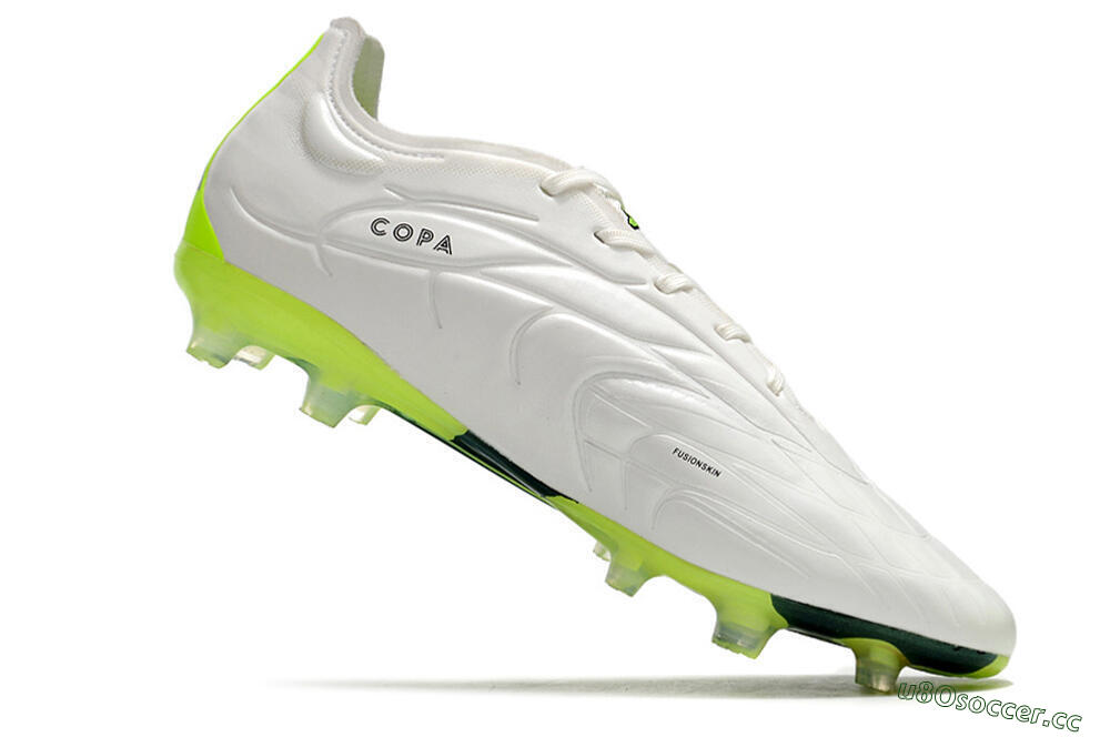 Men's Adidas Copa Pure.1 FG Firm Ground Low-Tops Football Boots - White/Black/Green 4