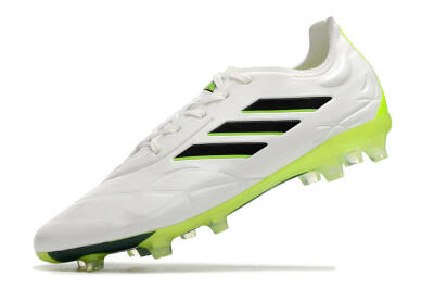 Men's Adidas Copa Pure.1 FG Firm Ground Low-Tops Football Boots - White/Black/Green
