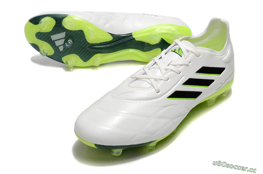 Men's Adidas Copa Pure.1 FG Firm Ground Low-Tops Football Boots - White/Black/Green 3