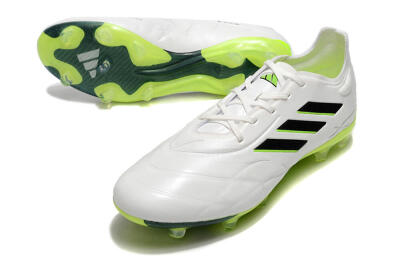 Men's Adidas Copa Pure.1 FG Firm Ground Low-Tops Football Boots - White/Black/Green