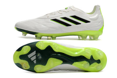 Men's Adidas Copa Pure.1 FG Firm Ground Low-Tops Football Boots - White/Black/Green