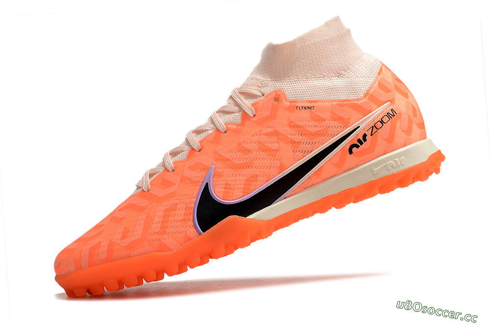 Men's Nike Air Zoom Mercurial Superfly 9 Elite TF Artificial Turf High-Tops Football Shoes - Pink/Black/Purple 5
