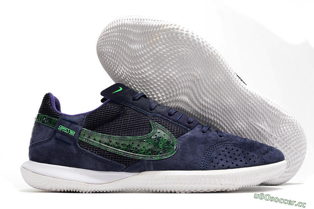 Men's Nike Street Gato IC Indoor & Futsal Low-Tops Football Shoes - Blue/Black/Green 2