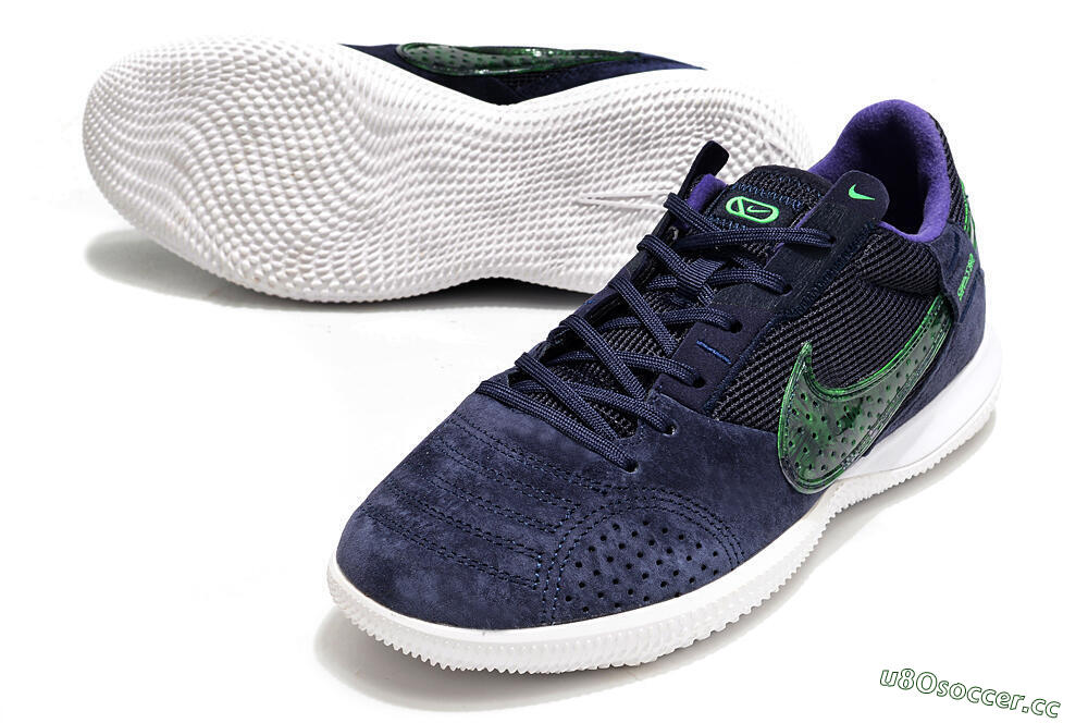 Men's Nike Street Gato IC Indoor & Futsal Low-Tops Football Shoes - Blue/Black/Green 0