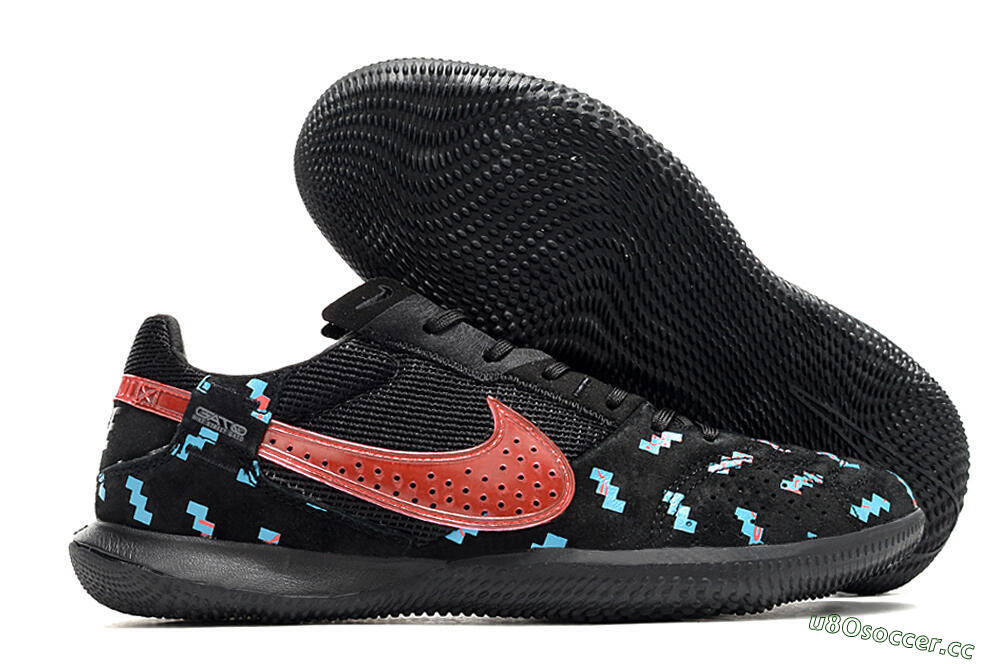 Men's Nike Street Gato IC Indoor & Futsal Low-Tops Football Shoes - Black/Blue/Red 2