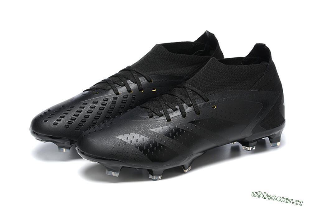 Men's Adidas Predator Accuracy+ FG Firm Ground High-Tops Football Boots - Black/Black 9