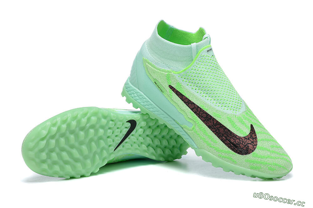 Men's Nike Phantom GX Elite DF Link TF Artificial Turf High-Tops Football Shoes - Green/Black/Brown 4