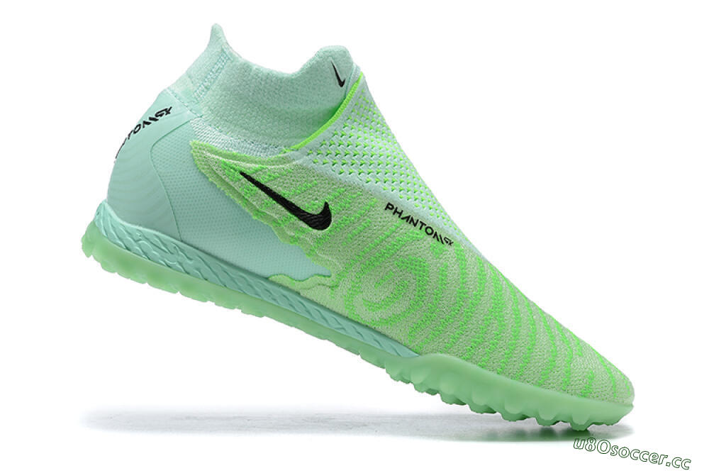 Men's Nike Phantom GX Elite DF Link TF Artificial Turf High-Tops Football Shoes - Green/Black/Brown 6