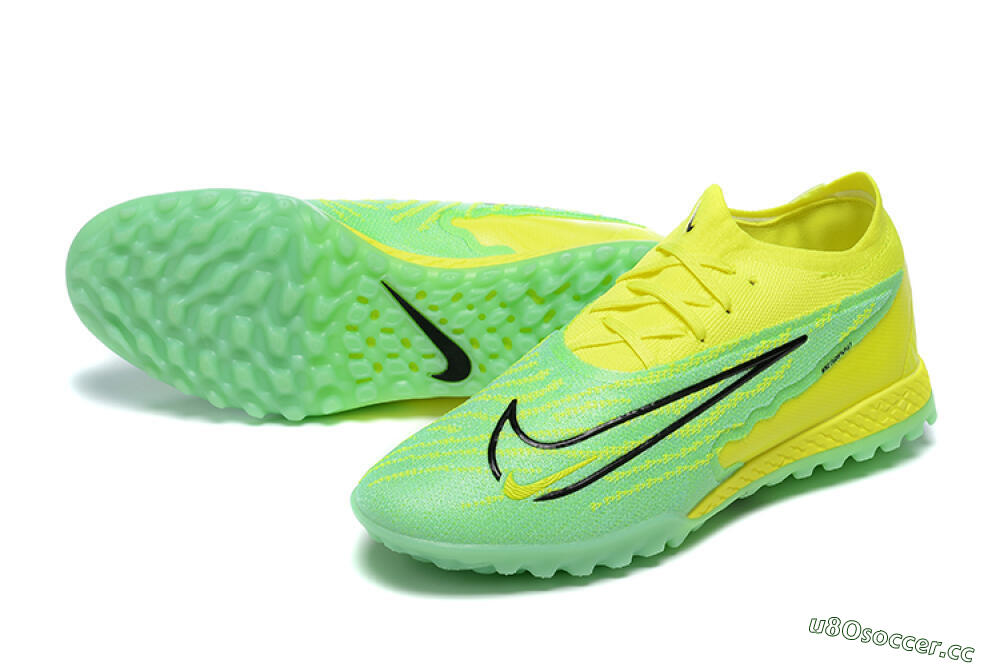 Men's Nike Phantom GX Elite TF Artificial Turf Low-Tops Football Shoes - Green/Black/Yellow 3