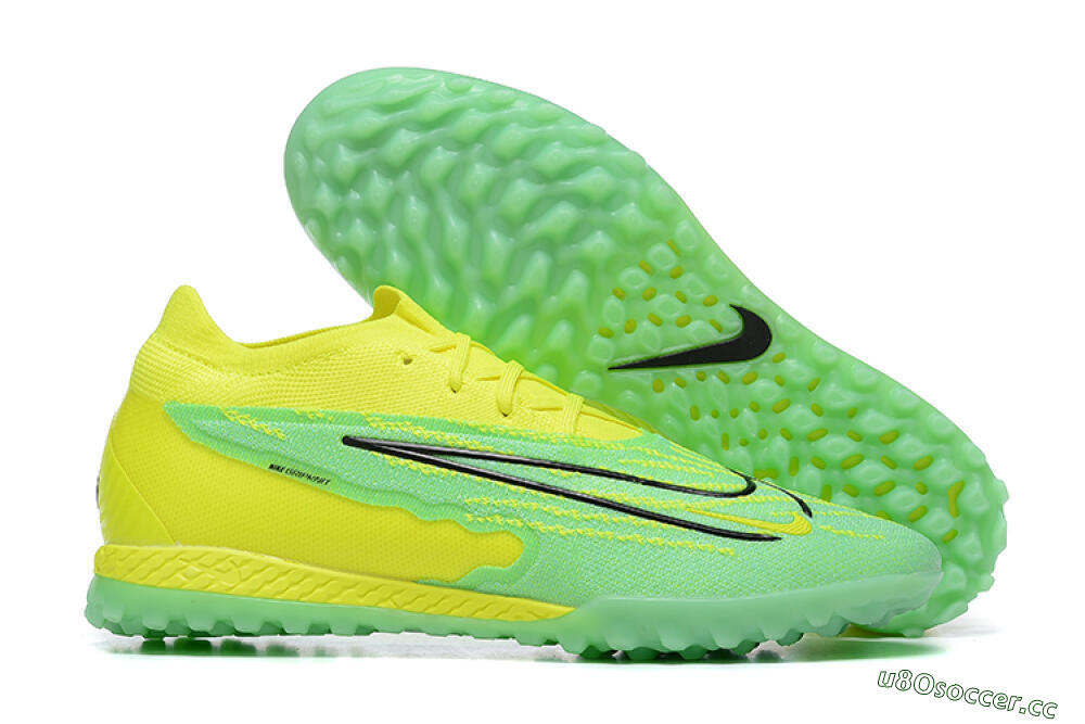 Men's Nike Phantom GX Elite TF Artificial Turf Low-Tops Football Shoes - Green/Black/Yellow 2