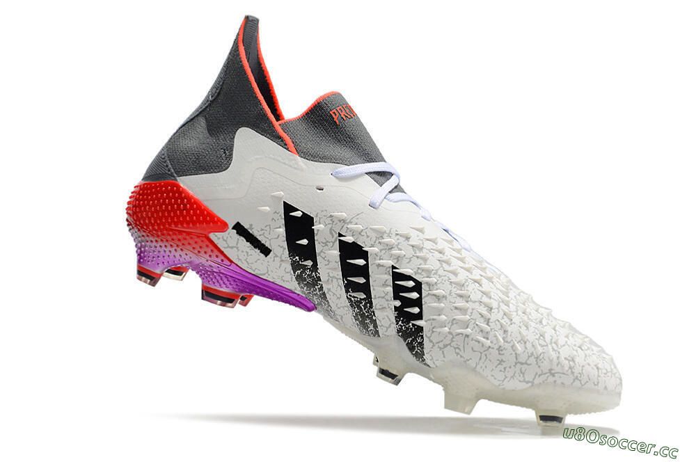 Men's Adidas Predator Freak.1 FG Firm Ground High-Tops Football Boots - White/Grey/Red 4