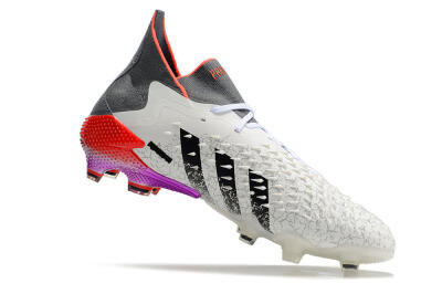Men's Adidas Predator Freak.1 FG Firm Ground High-Tops Football Boots - White/Grey/Red