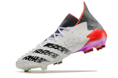 Men's Adidas Predator Freak.1 FG Firm Ground High-Tops Football Boots - White/Grey/Red