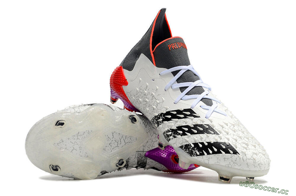 Men's Adidas Predator Freak.1 FG Firm Ground High-Tops Football Boots - White/Grey/Red 3