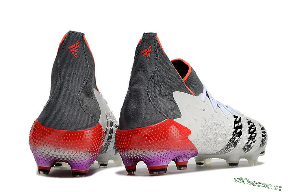 Men's Adidas Predator Freak.1 FG Firm Ground High-Tops Football Boots - White/Grey/Red 6