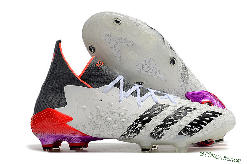 Men's Adidas Predator Freak.1 FG Firm Ground High-Tops Football Boots - White/Grey/Red 2