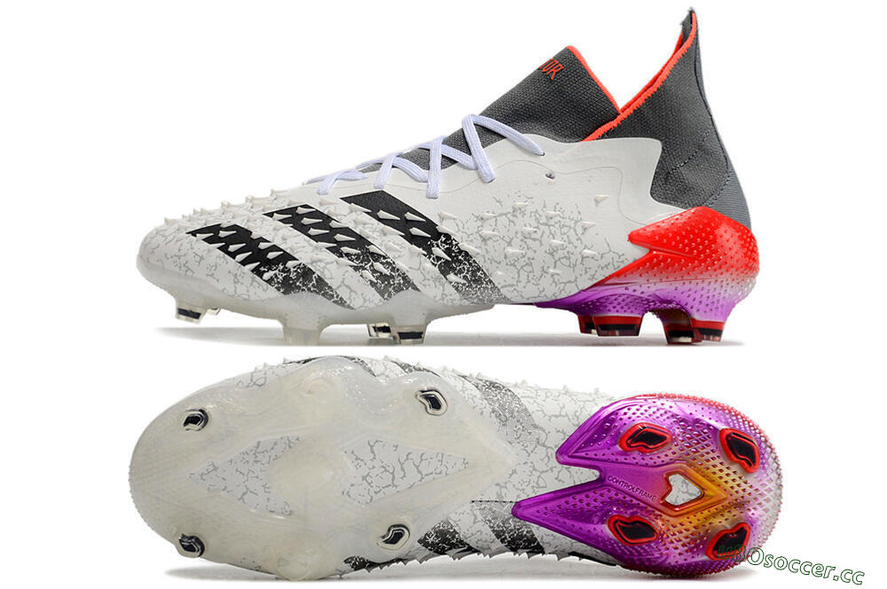 Men's Adidas Predator Freak.1 FG Firm Ground High-Tops Football Boots - White/Grey/Red 1