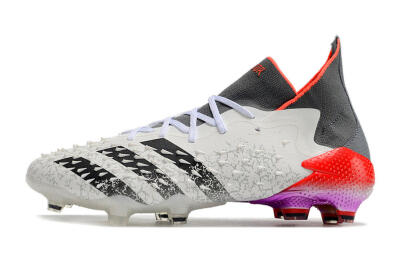 Men's Adidas Predator Freak.1 FG Firm Ground High-Tops Football Boots - White/Grey/Red