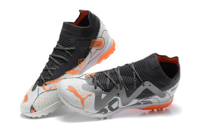 Men's Puma Ultra Ultimate TF Artificial Turf Low-Tops Football Shoes - White/Grey/Orange