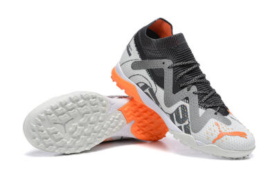 Men's Puma Ultra Ultimate TF Artificial Turf Low-Tops Football Shoes - White/Grey/Orange