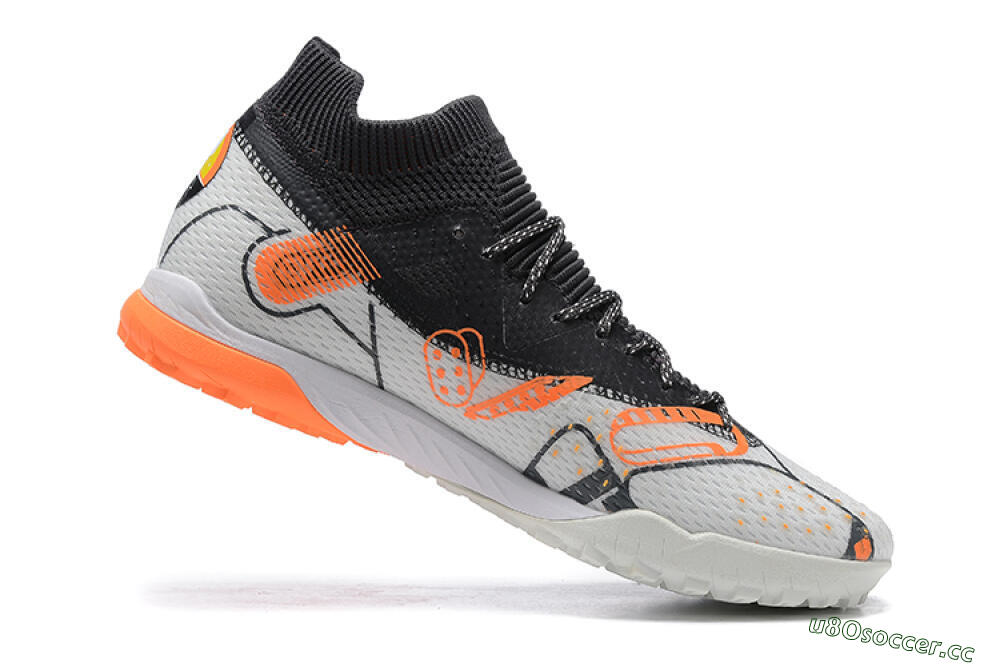 Men's Puma Ultra Ultimate TF Artificial Turf Low-Tops Football Shoes - White/Grey/Orange 6