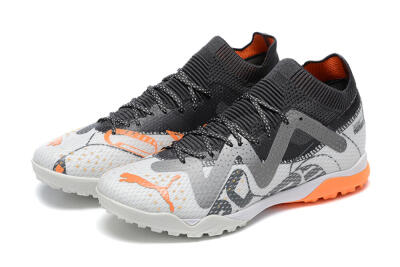 Men's Puma Ultra Ultimate TF Artificial Turf Low-Tops Football Shoes - White/Grey/Orange