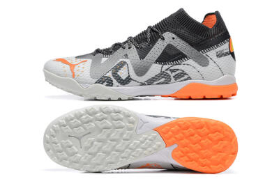 Men's Puma Ultra Ultimate TF Artificial Turf Low-Tops Football Shoes - White/Grey/Orange